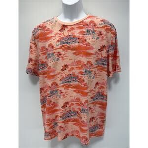 American Classic Hilfiger T Pink Shirt Palm Tree Island Beach Print Men's SizeXL